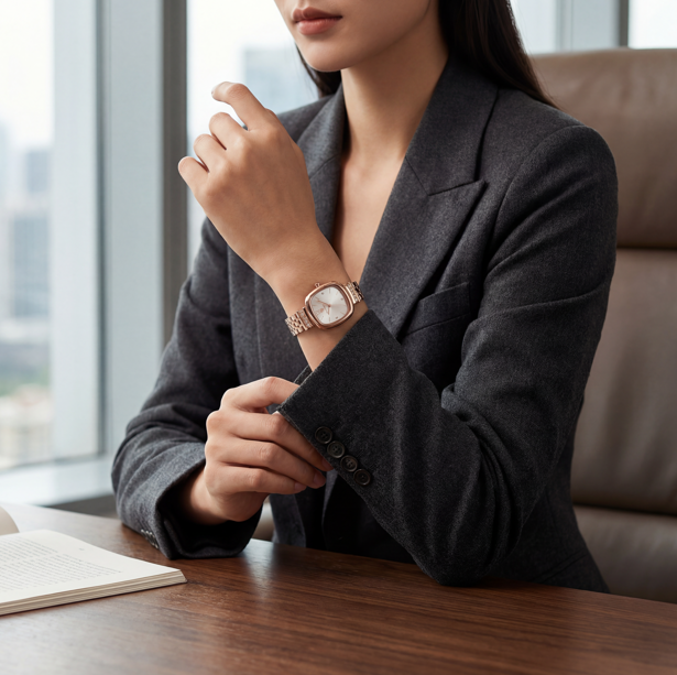 Poedagar Ladies Rose Gold Watch with Crystals