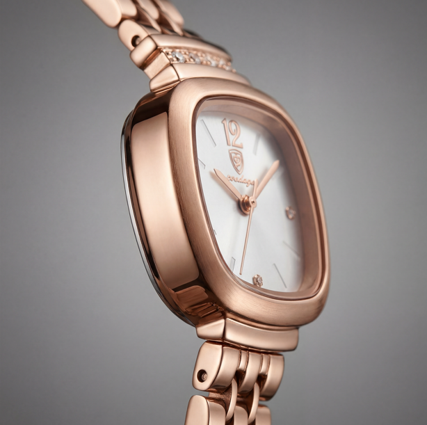 Poedagar Ladies Rose Gold Watch with Crystals