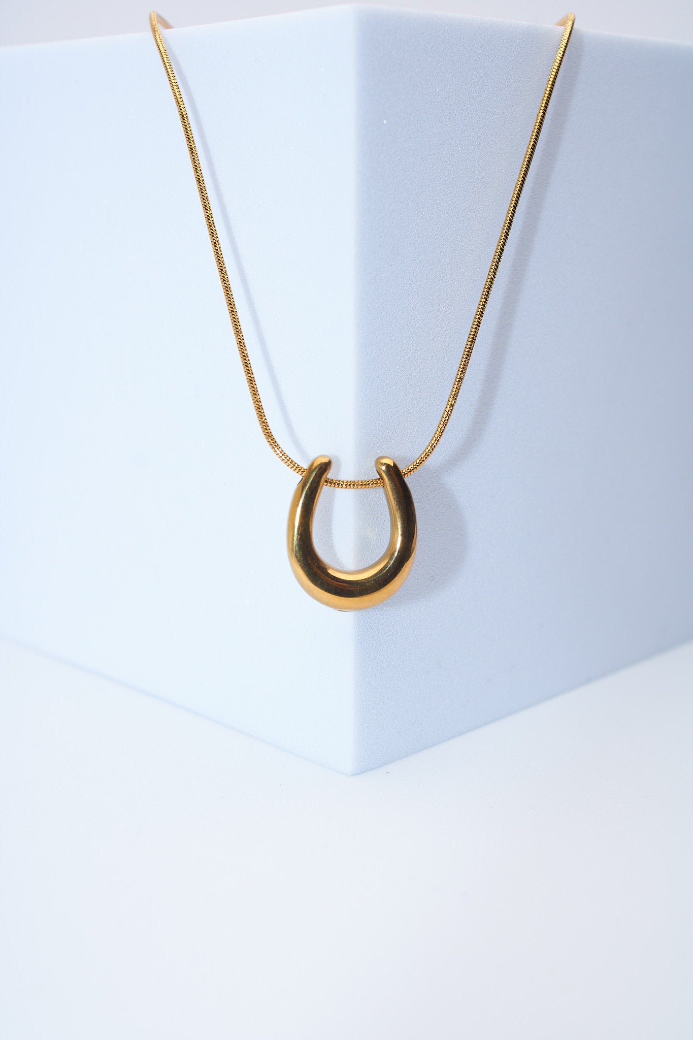 Collar herradura dorada — cadena serpiente