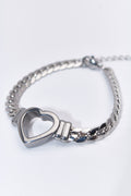 Pulsera eslabón con corazón hueco plateado