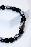 Pulsera de cuentas negras con separador pavé gunmetal