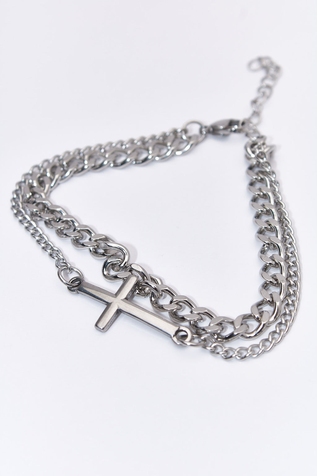 Pulsera doble capa con cruz horizontal