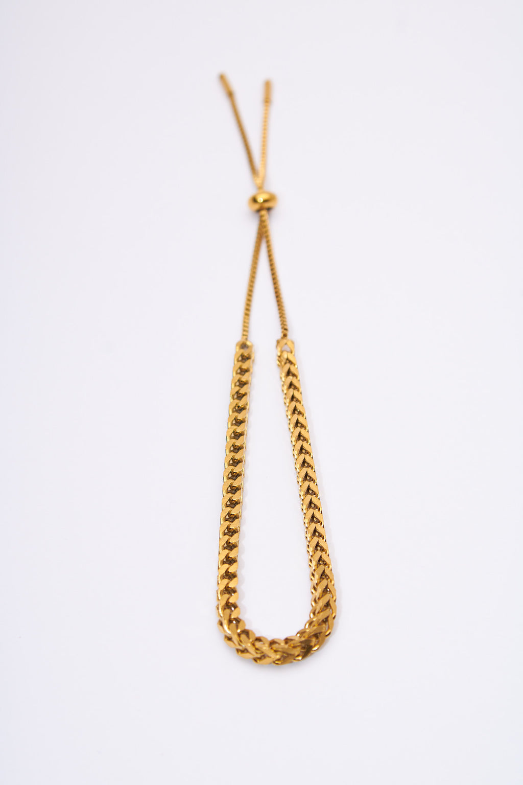 Pulsera trenzada dorada ajustable — cierre deslizante