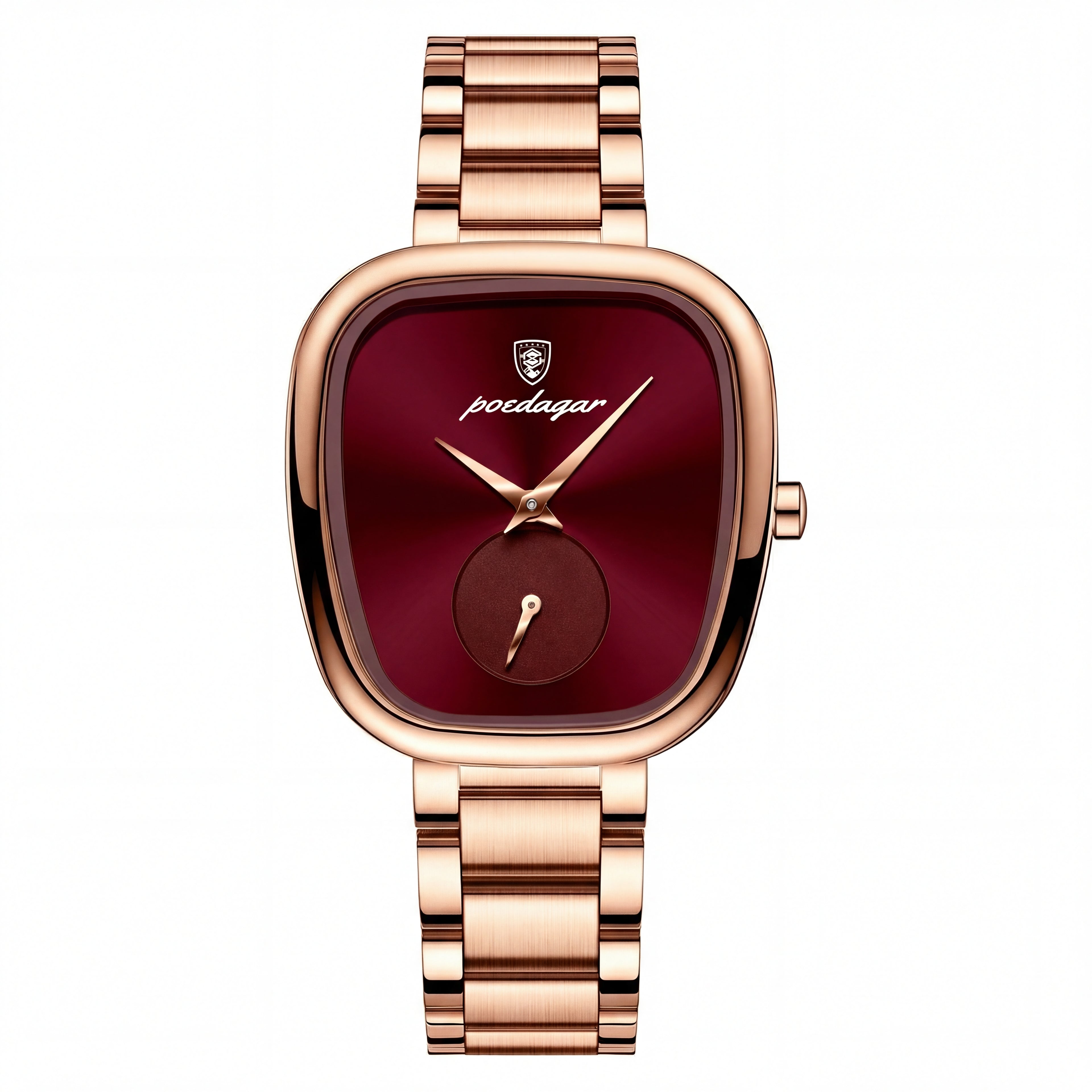 Poedagar Minimalist Watch Rose Gold Wine Dial