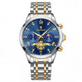 Poedagar Two-Tone Watch with Blue Dial Multifunction