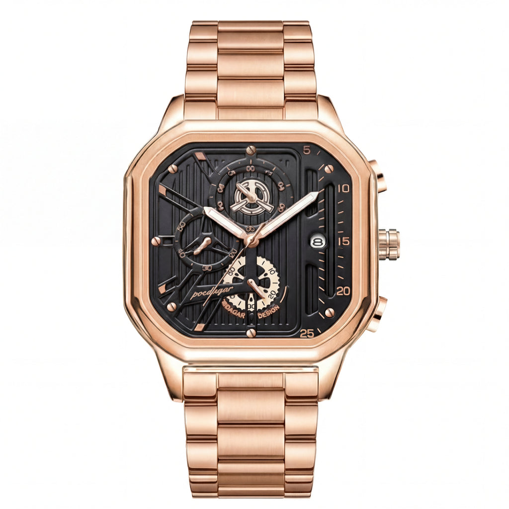 Poedagar Square Rose Gold Industrial Watch