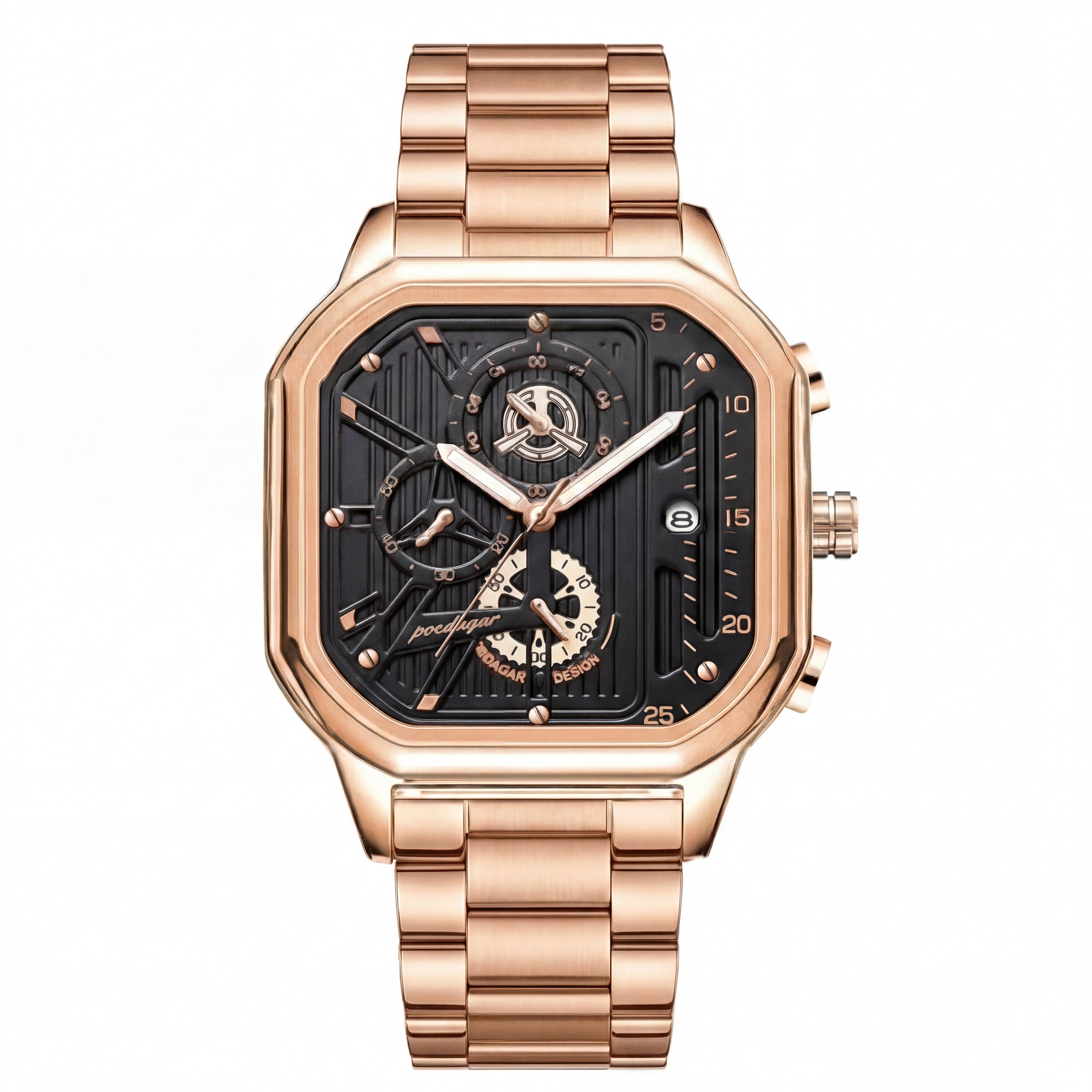 Poedagar Square Rose Gold Industrial Watch