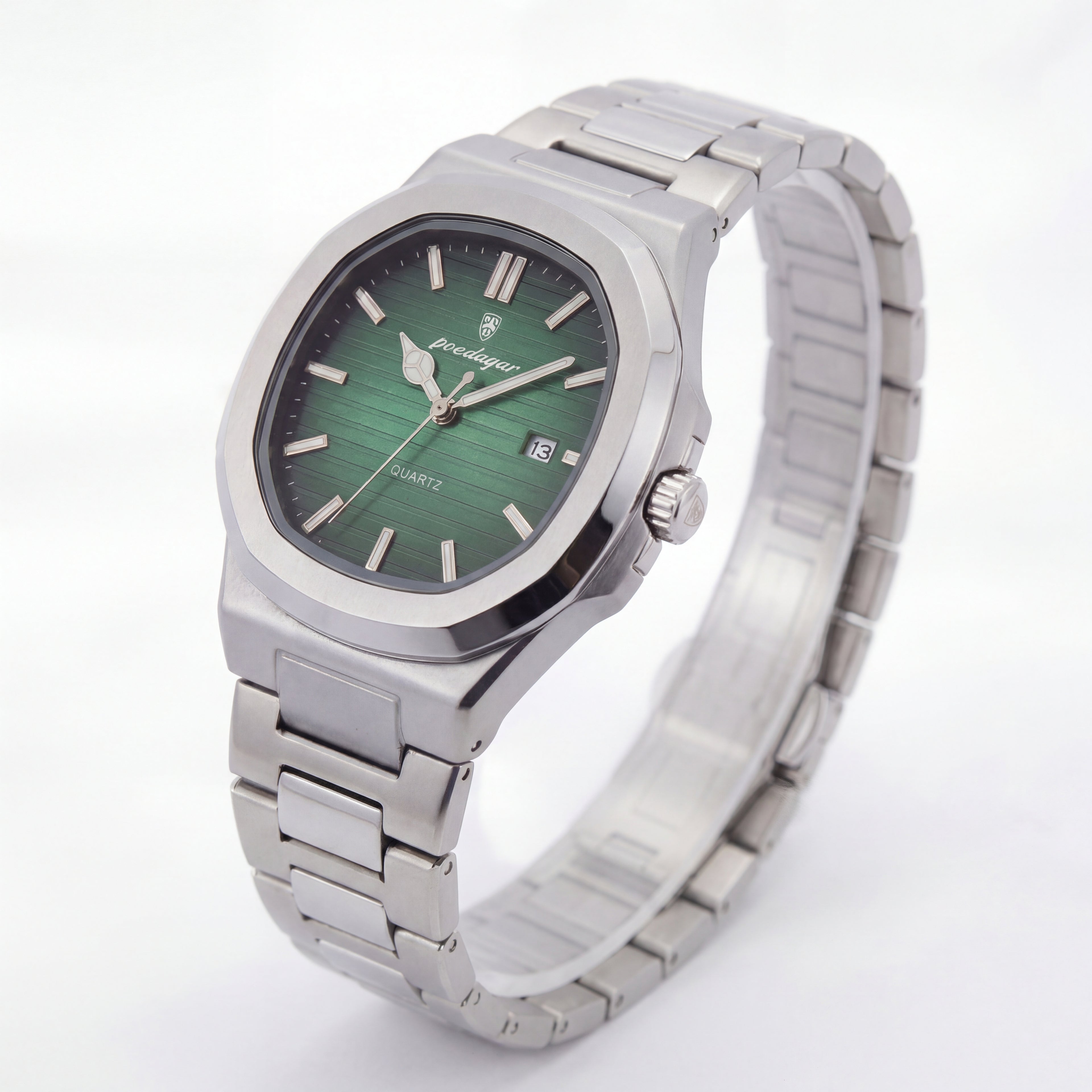 Poedagar Steel Watch with Green Dial