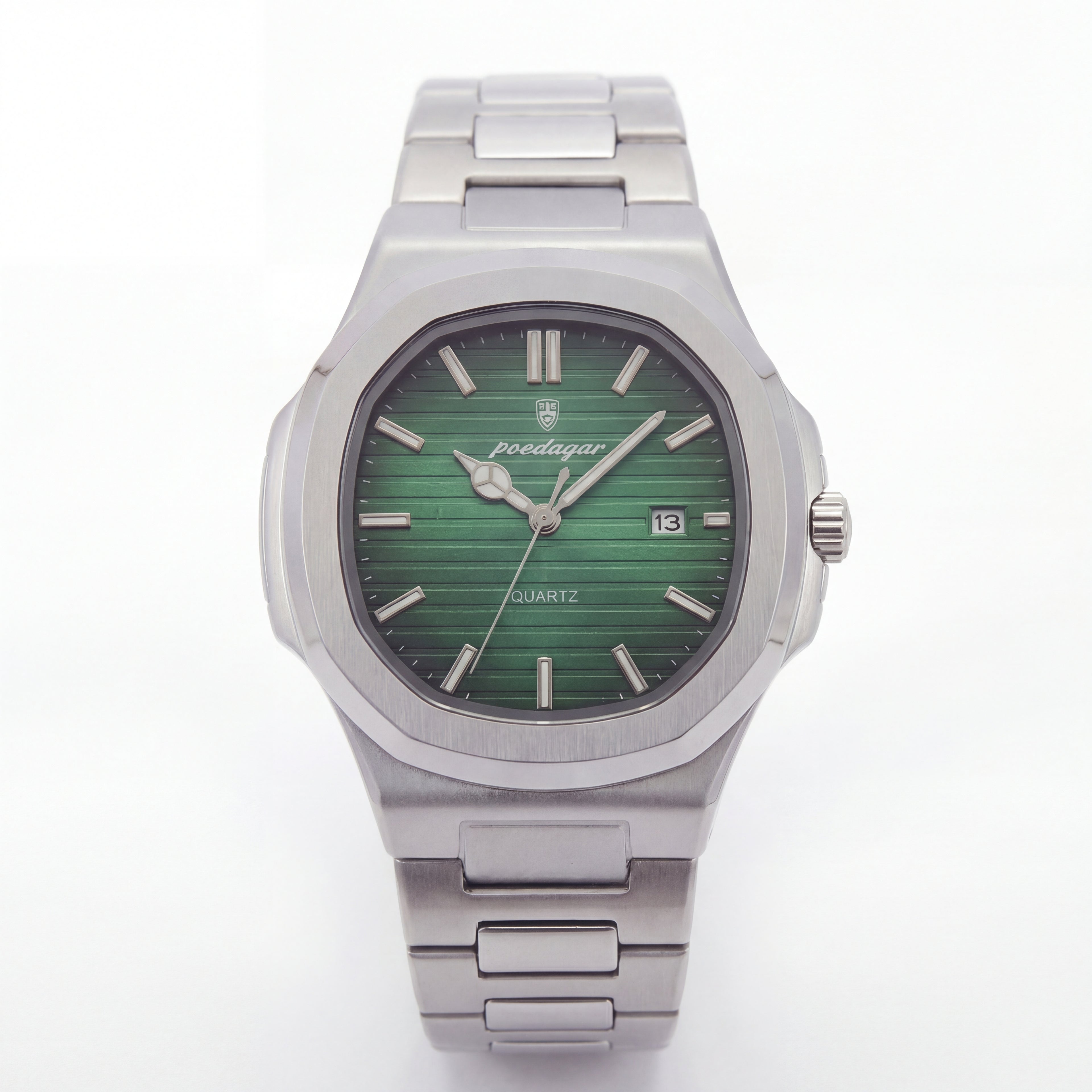 Poedagar Steel Watch with Green Dial
