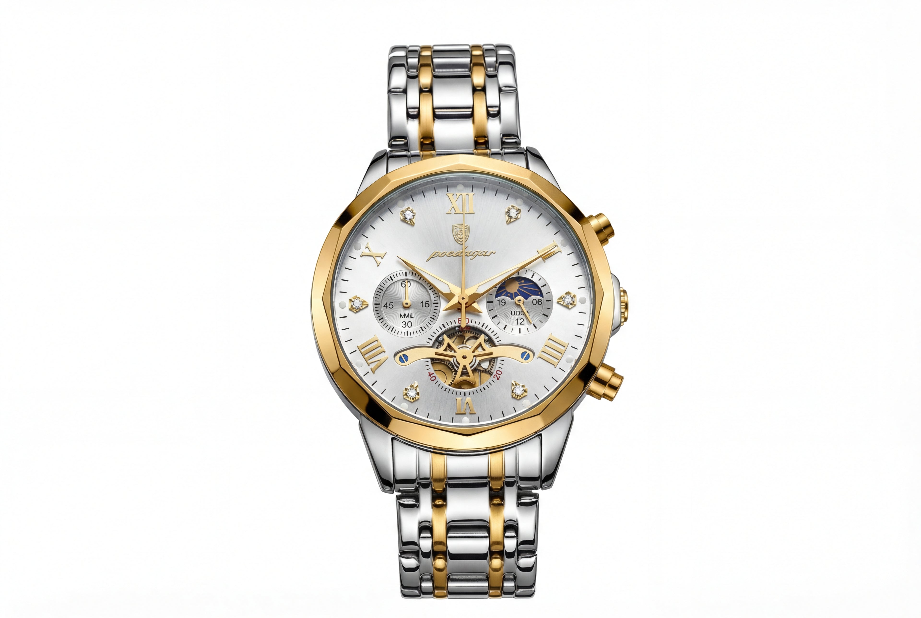 Poedagar Two-Tone Multifunction Watch