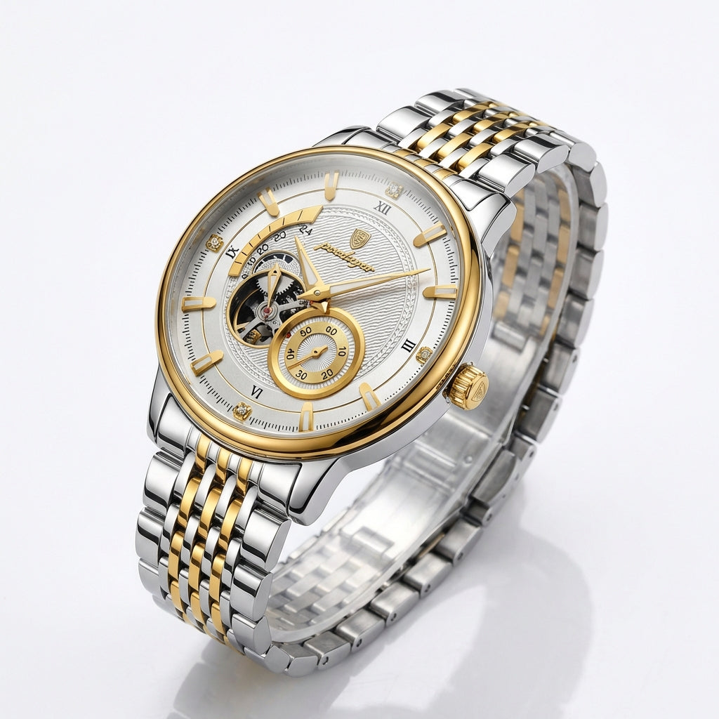 Poedagar Bicolor Skeleton Watch