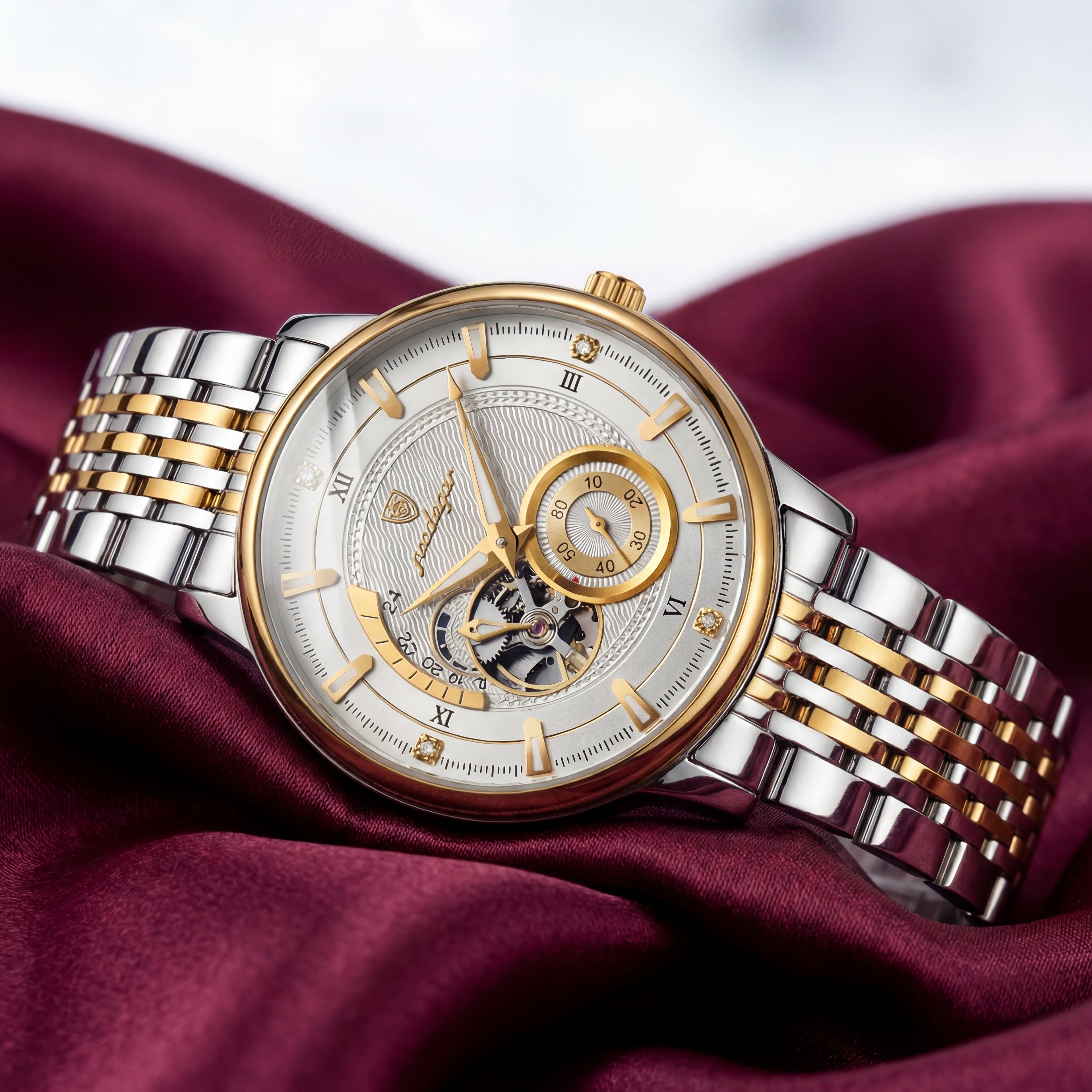 Poedagar Bicolor Skeleton Watch