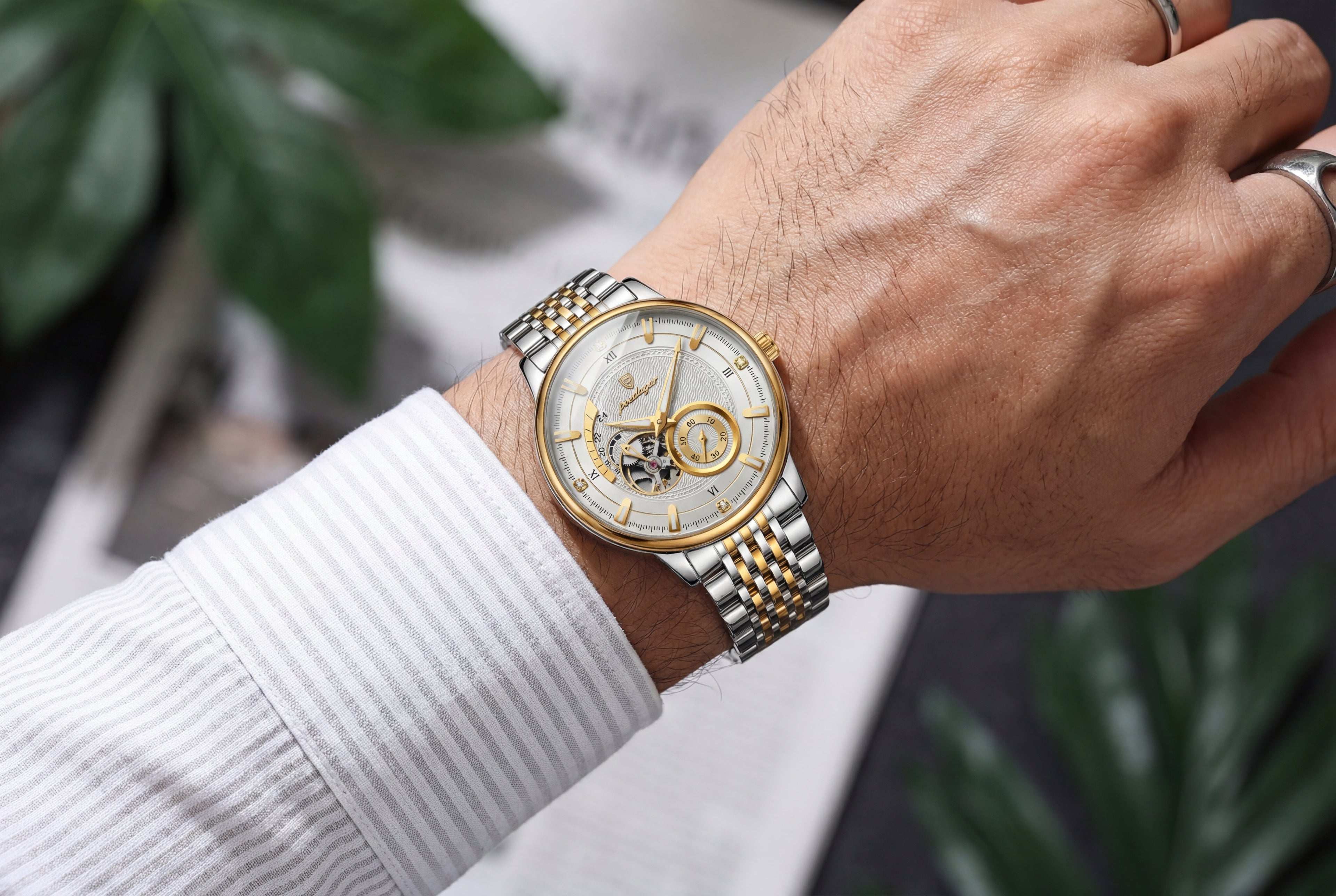 Poedagar Bicolor Skeleton Watch