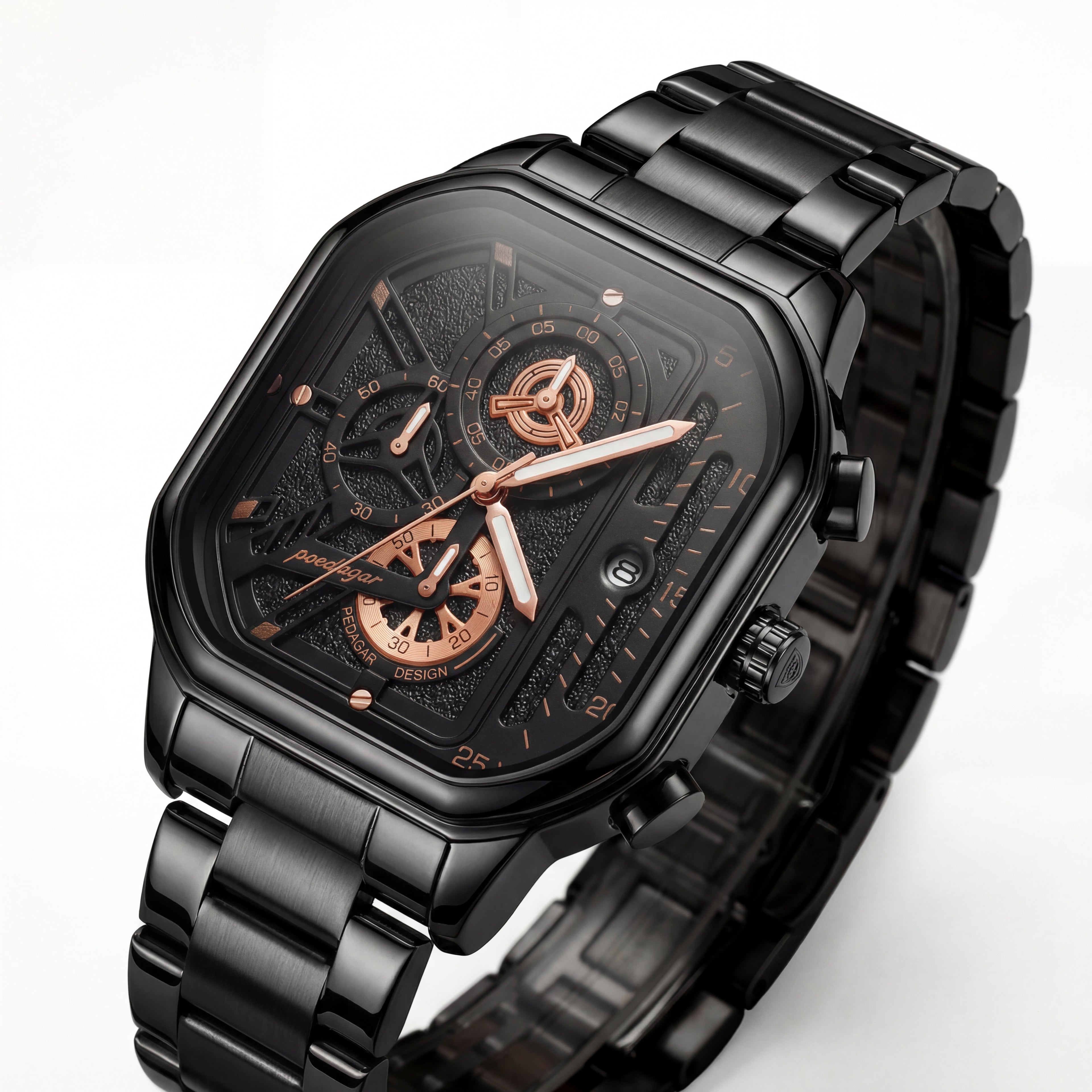 Poedagar Square Black Industrial Clock