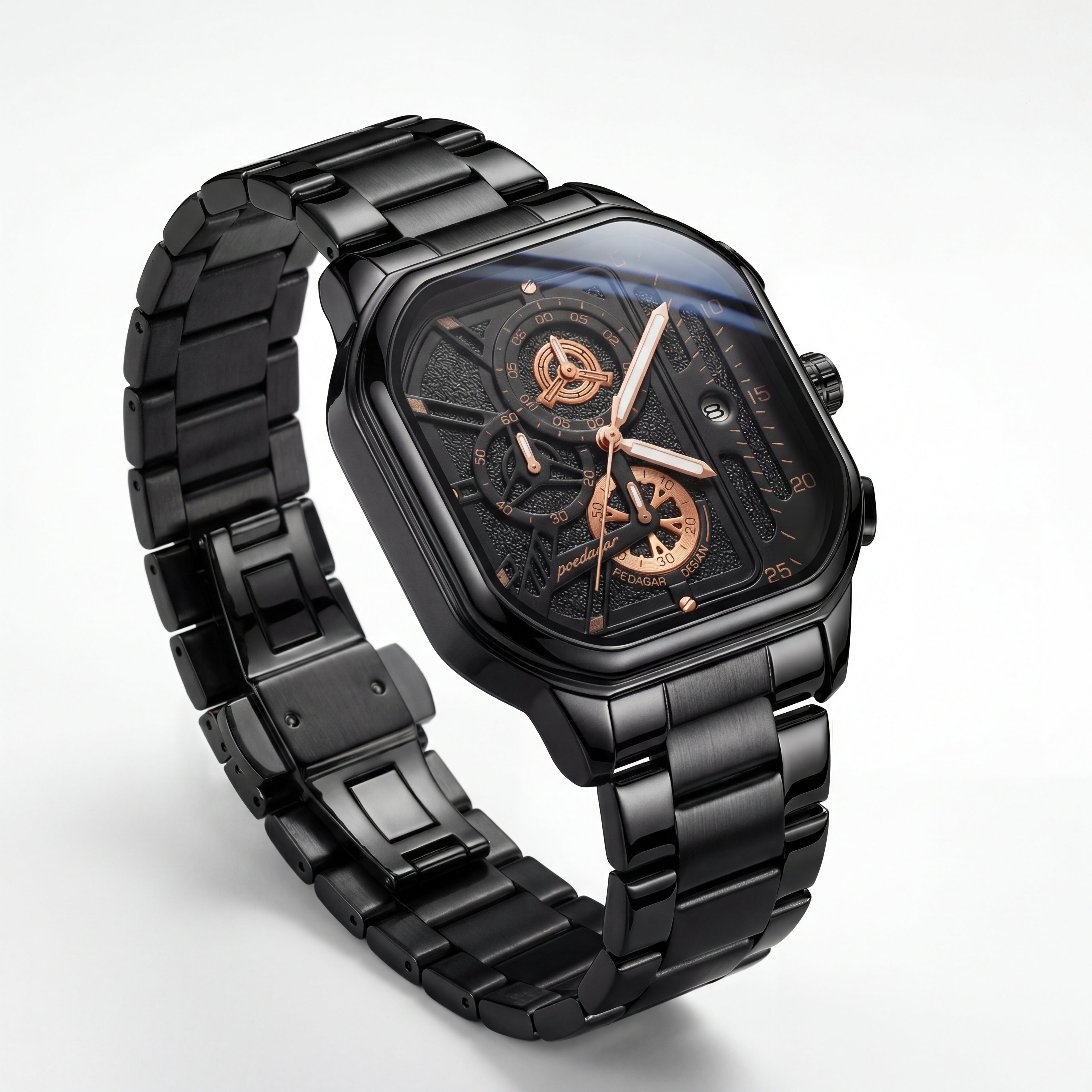 Poedagar Square Black Industrial Clock