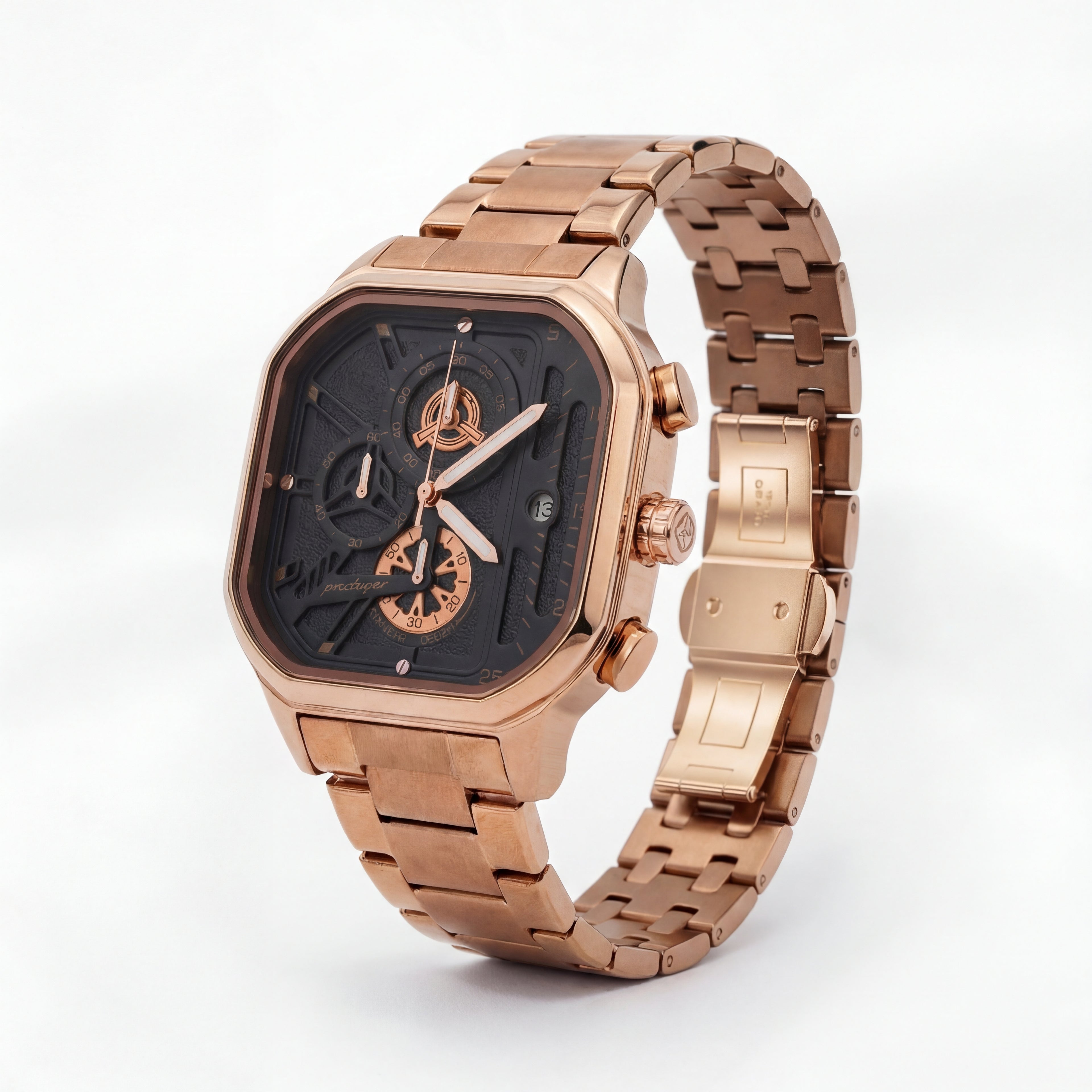 Poedagar Square Rose Gold Industrial Watch