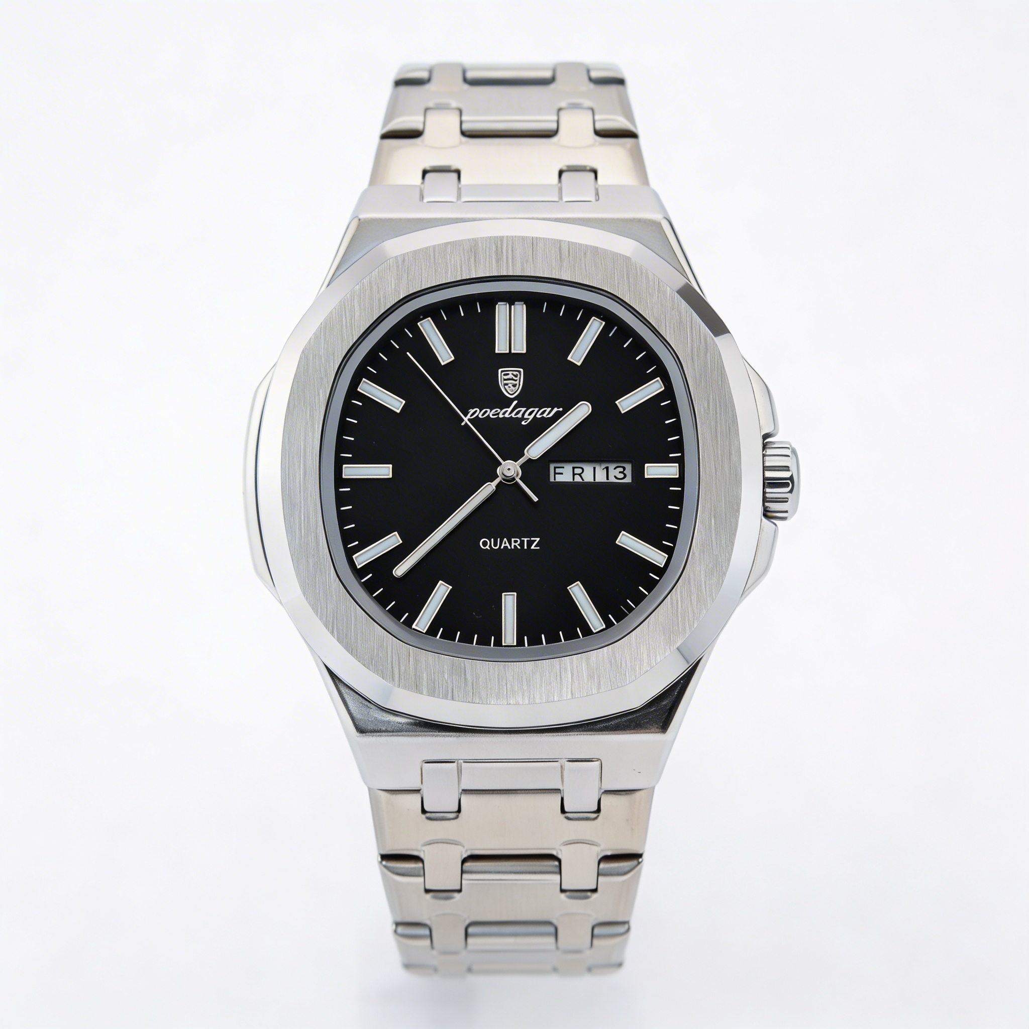 Poedagar Quartz Steel Watch with Black Dial