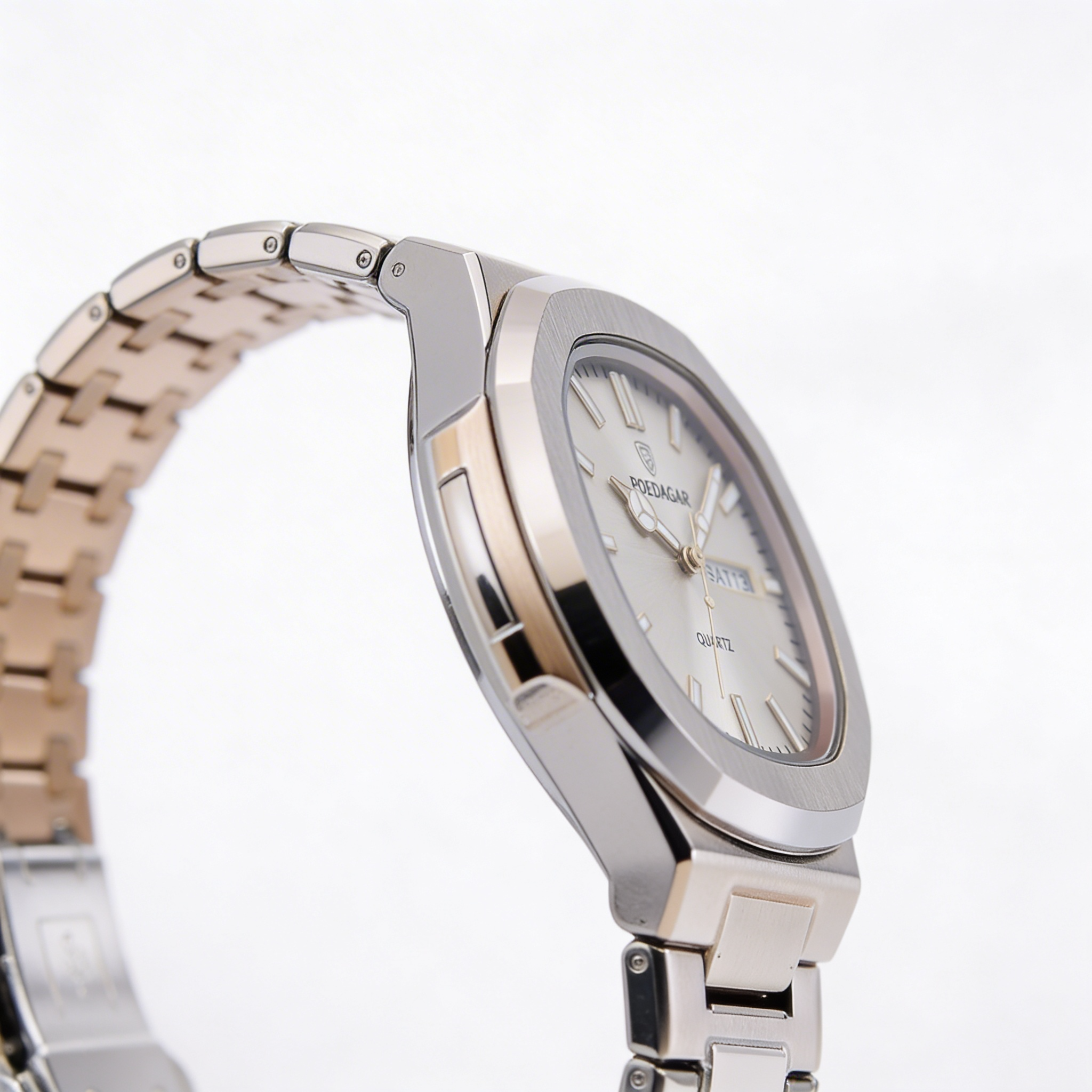 Poedagar Quartz Steel Watch with Clear Dial
