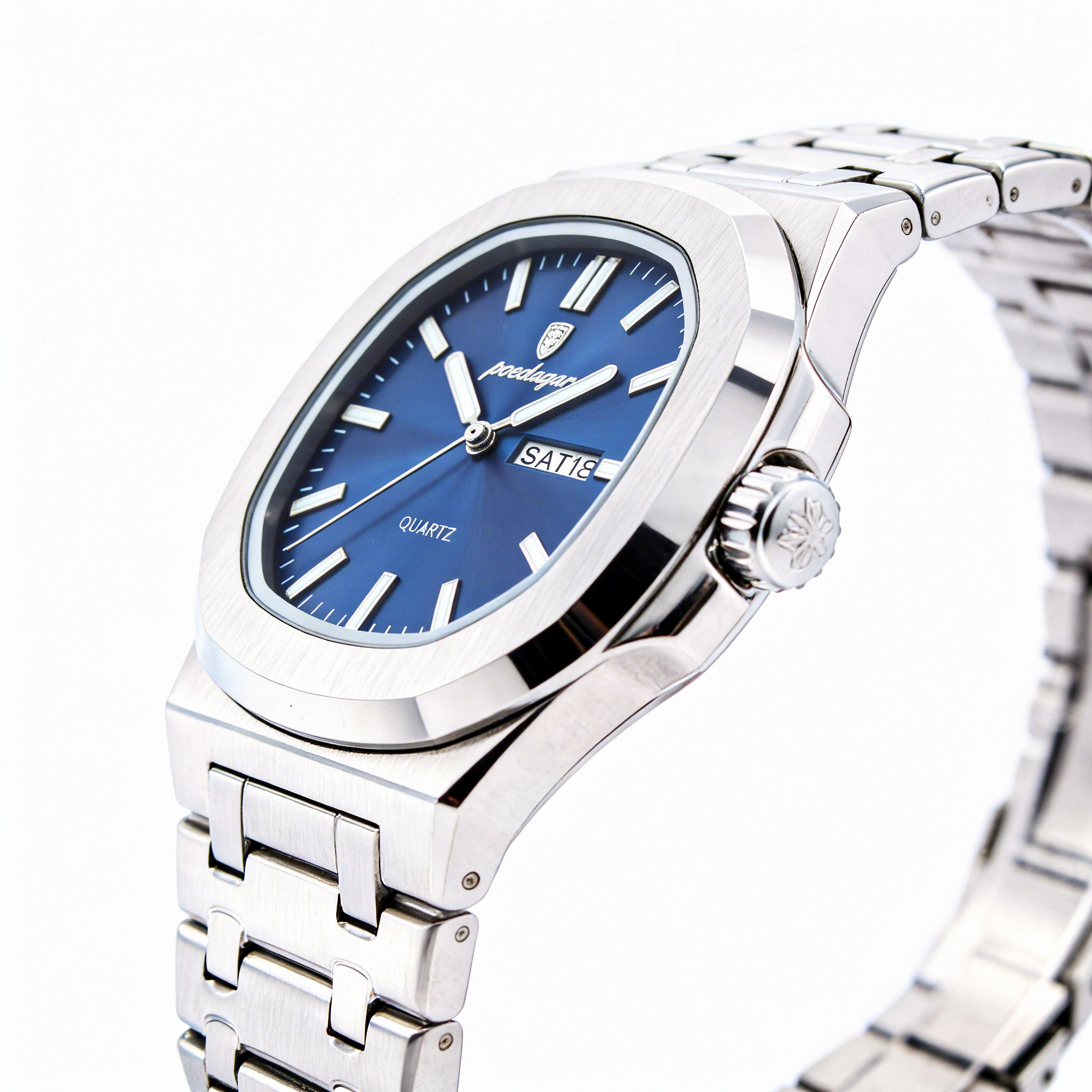 Poedagar Quartz Steel Watch with Blue Dial