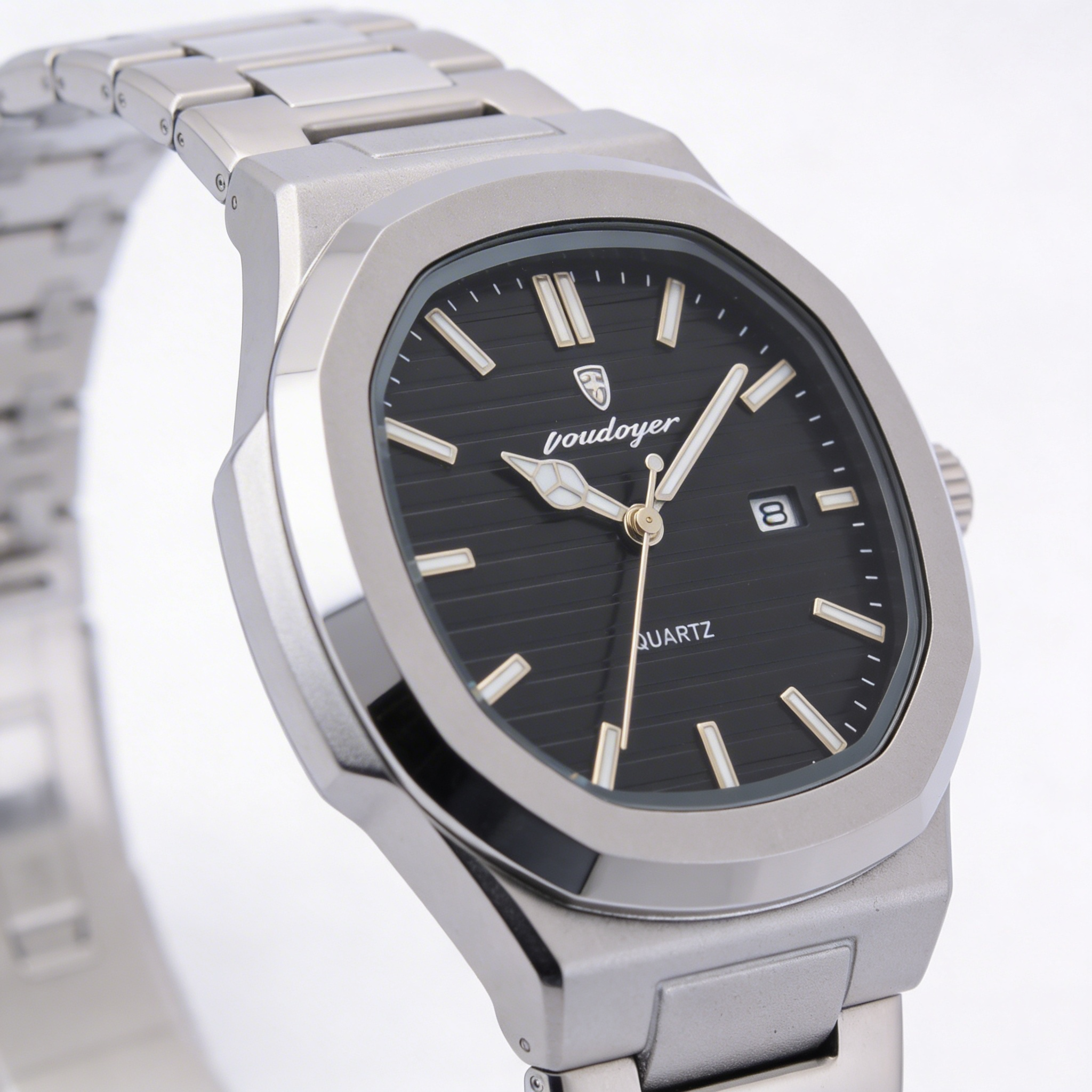 Poedagar Steel Watch Textured Black Dial