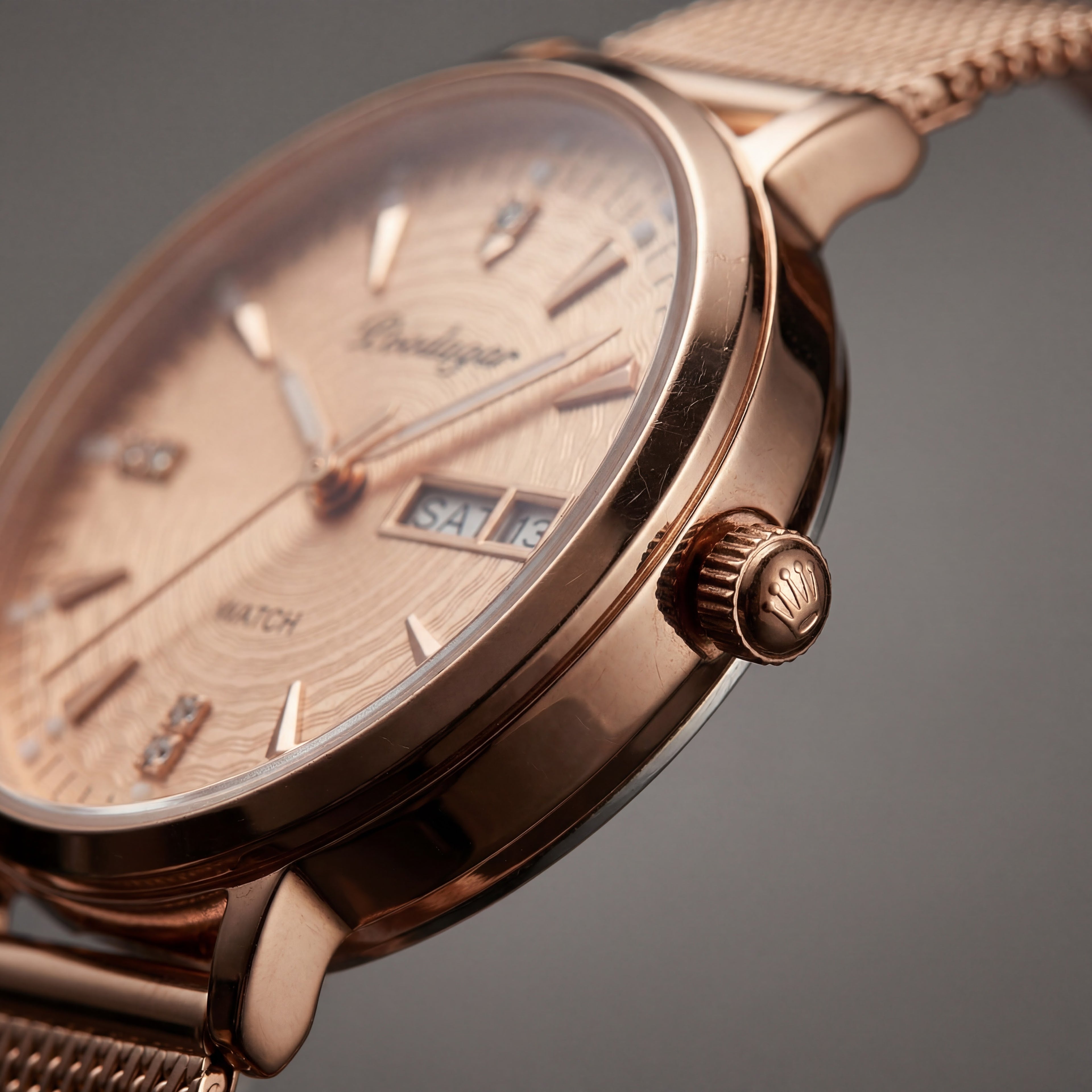 Reloj Poedagar Oro Rosa Malla Texturizada