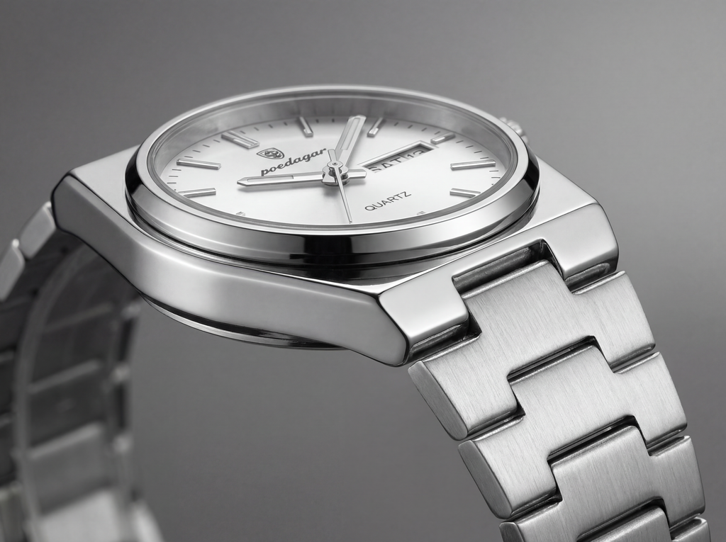 Poedagar Quartz Steel Watch with Silver Dial