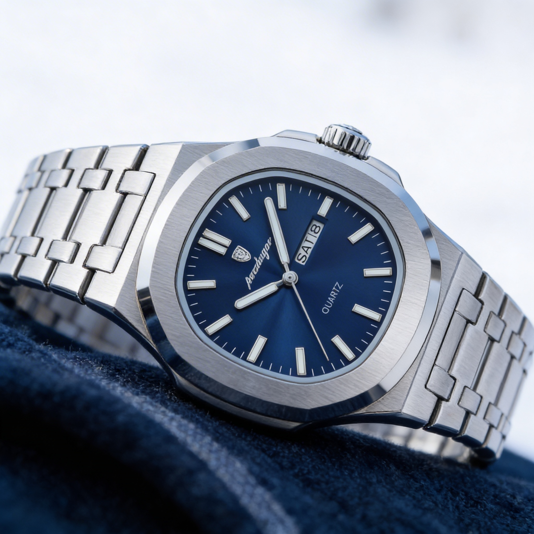 Poedagar Quartz Steel Watch with Blue Dial